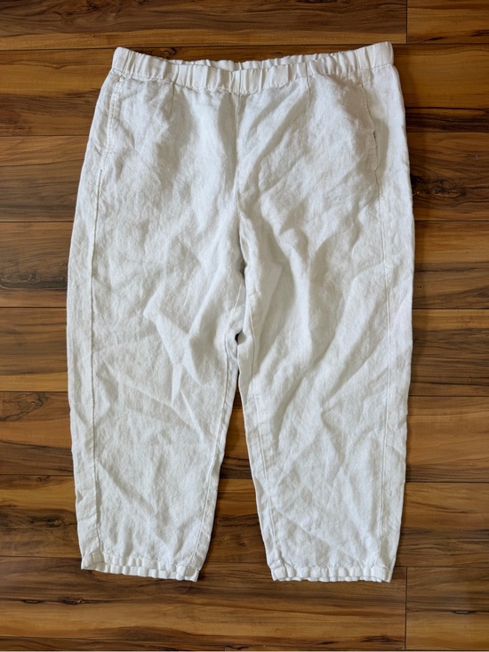 J. Jill Pants - J.Jill 100% Linen White Elastic-Waist Cropped Pants